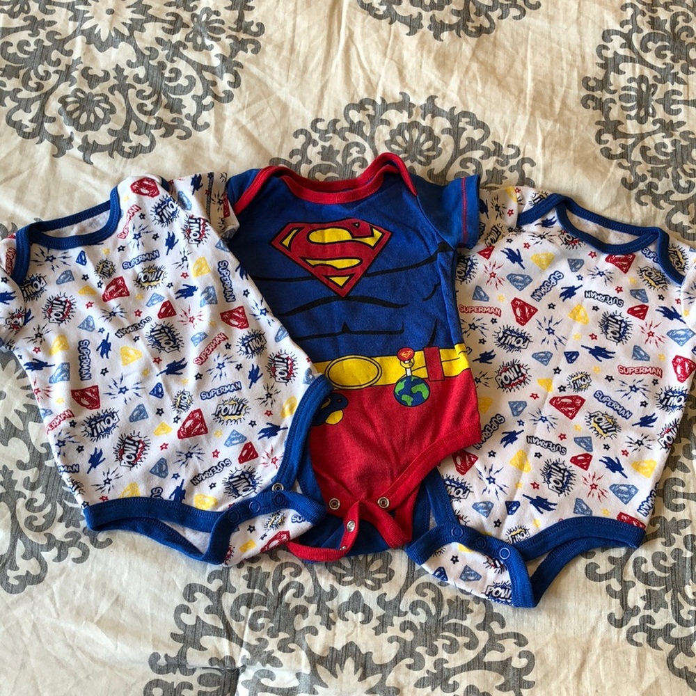 0-3 month superhero onesies. Superman brand